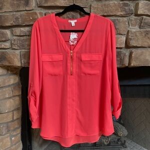 NWT EST. 1946 tangerine blouse with gold accent. XL